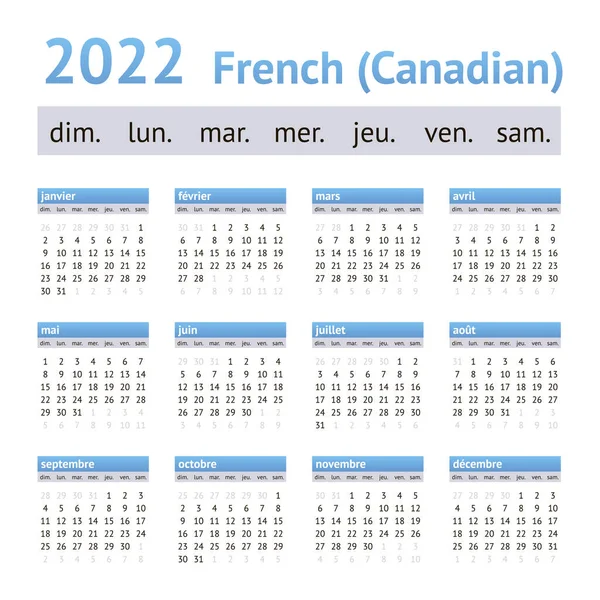 2022 European English Calendar. Weeks start on Monday Stock Vector by  ©New-Year 428235020