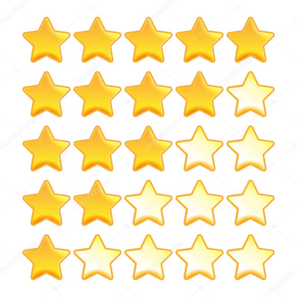 Yellow star rating set