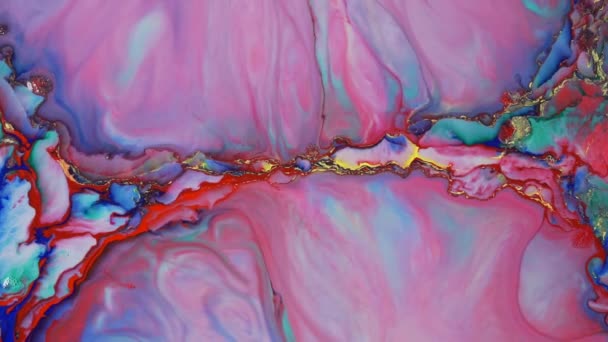 Malowanie Płynów Abstrakcyjna Faktura Kolorowa Mieszanka Akrylowych Żywych Kolorów — Wideo stockowe