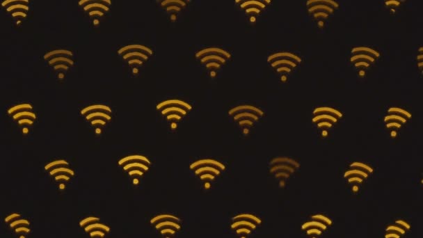 Fiシンボルの抽象的な背景 無線Lan 無線ネットワークアイコンへのアイコン接続 モバイル技術の概念 — ストック動画