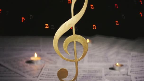 Musical Notes Table Blurred Abstract Background Music Note Bokeh — 图库视频影像