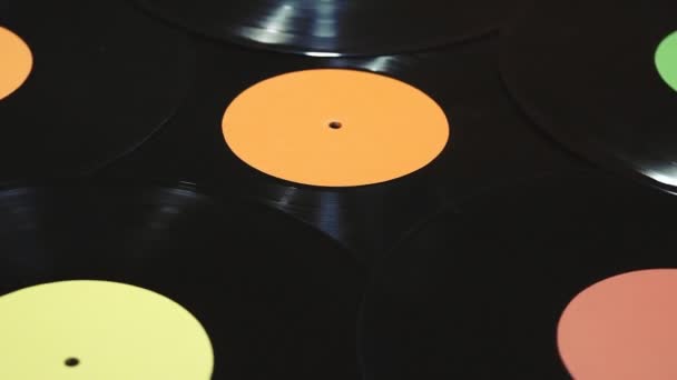 Old Vinyl Records Vintage Records — Stock Video