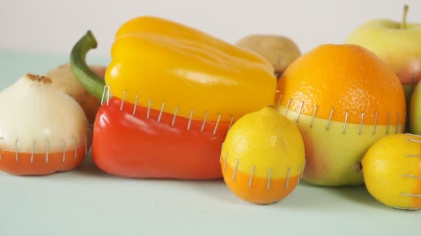 Genetisch Gemodificeerd Voedsel Ggo Groenten Fruit — Stockvideo