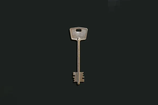 Old Key Black Background Close — Stock Photo, Image