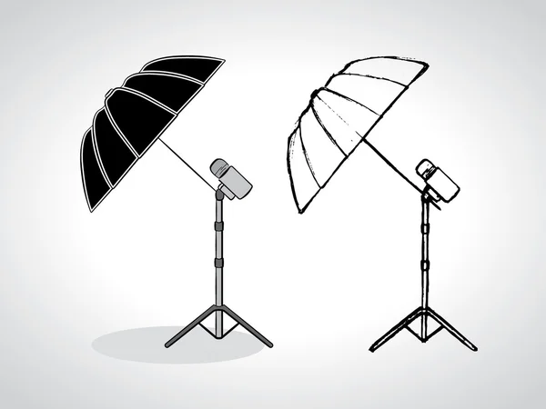 Photo studio umbrella on stand — Stock Vector