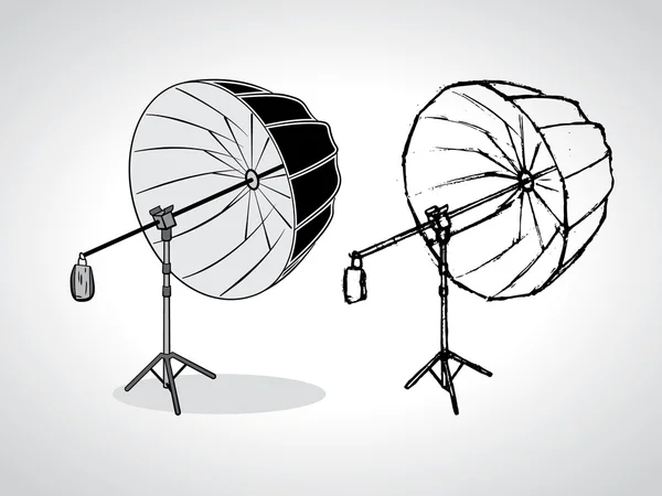 Photo studio umbrella on stand — Stock Vector