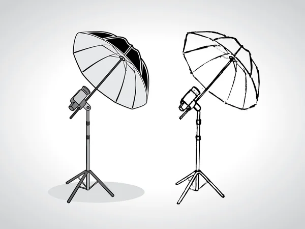 Photo studio umbrella on stand — Stock Vector