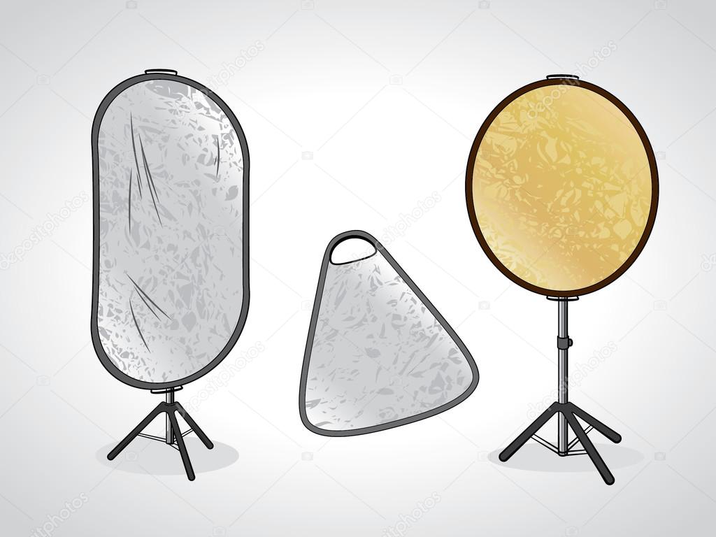 photo studio reflectors on stand