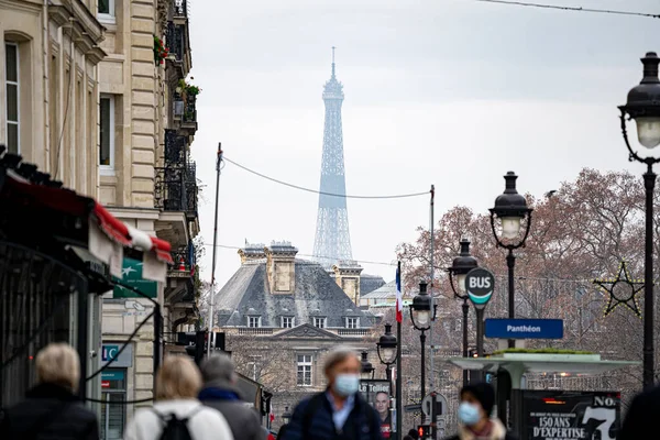 Das Eiffel Tower Von Sevellen Punkten Dem Stadt Paris Und — Stockfoto