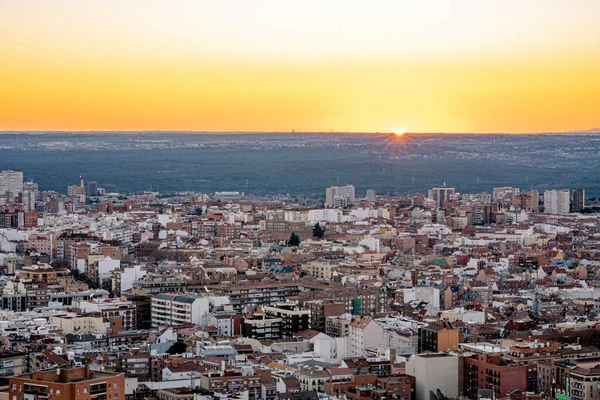 Gezicht Vanuit Lucht Van Madrid Met Zijn Gebouwen Lampen Traffisch — Stockfoto