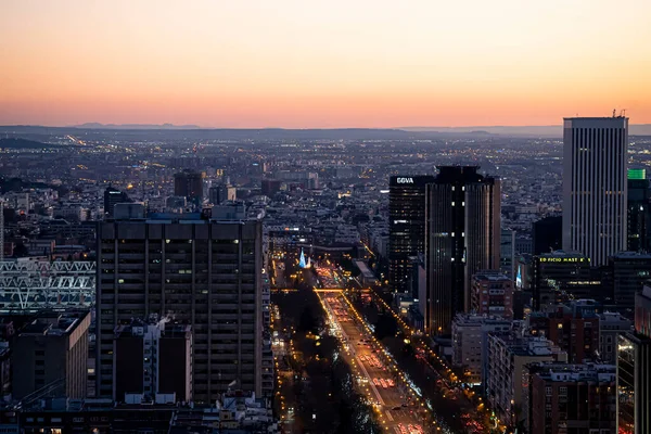 Ausblick Aus Dem Himmel Von Madrid Mit Seinen Gebäuden Lichten — Stockfoto