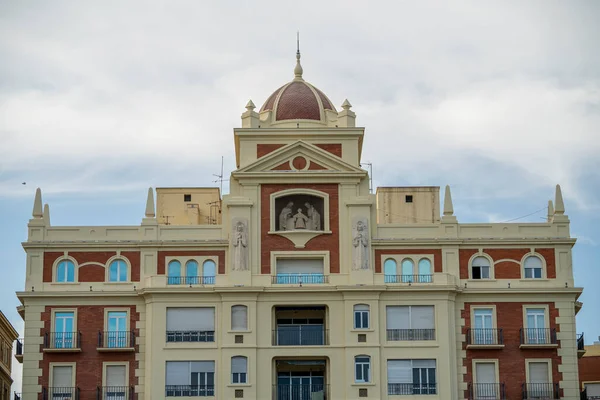 Uitzicht Gebouwen Van Stad Malaga Tijdens Zonsondergang Met Kerk Van — Stockfoto