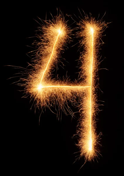 "Αριθμός 4 "με αστραφτερά βεγγαλικά — Φωτογραφία Αρχείου