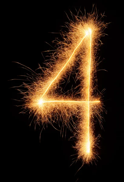 "4" number drawn with bengali sparkles — Stock Photo, Image