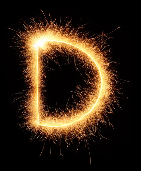 "D "carta desenhada com brilhos bengali — Fotografia de Stock