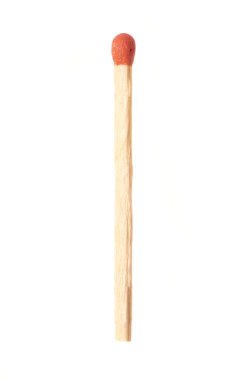 Red wooden match isolated on white background