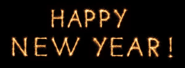 Lettering "HAPPY NEW YEAR!" desenhado com brilhos bengali — Fotografia de Stock