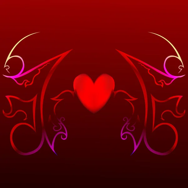 Rosso caldo cuore illustrazione con tatuaggio caldo e sexy stile eps — Foto Stock