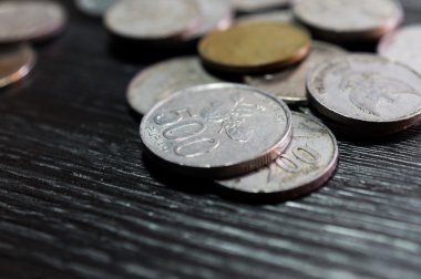 Sikke üzerinde ahşap desen arka plan yığını
