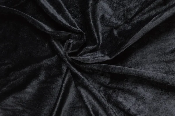 Tejido Satén Textil Negro Color Doblado Pliegues Ondas Con Reflejos — Foto de Stock