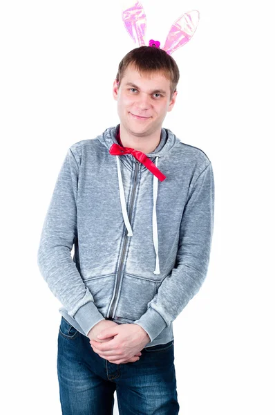 Man with Easter Bunny ears — Stock Photo, Image