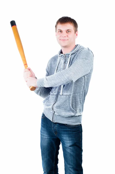 Hombre con bate de béisbol —  Fotos de Stock