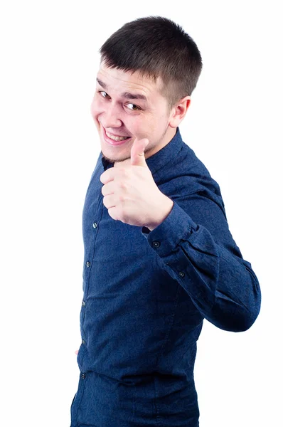 Happy man giving thumbs up sign — Stock Photo, Image