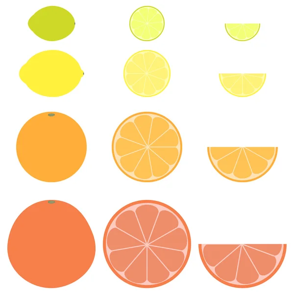 Conjunto de citrinos vetoriais — Vetor de Stock