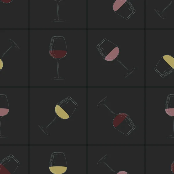 Verres à vin motif sans couture — Image vectorielle