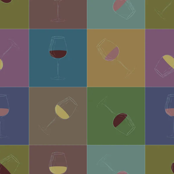 Pop art verres à vin motif sans couture — Image vectorielle