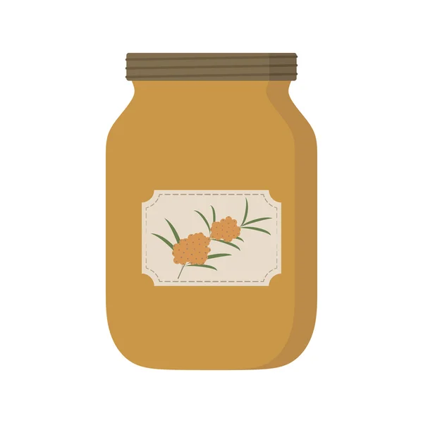 Bank of sea buckthorn jam — Stock Vector