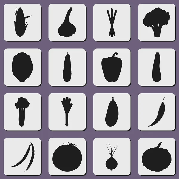 Reihe von quadratischen Gemüse icons — Stockvektor