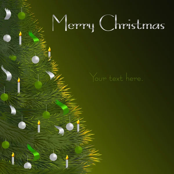 Carte de voeux de Noël avec sapin sur fond vert . — Image vectorielle