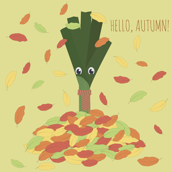 Векторная иллюстрация симпатичного лука-порея
.