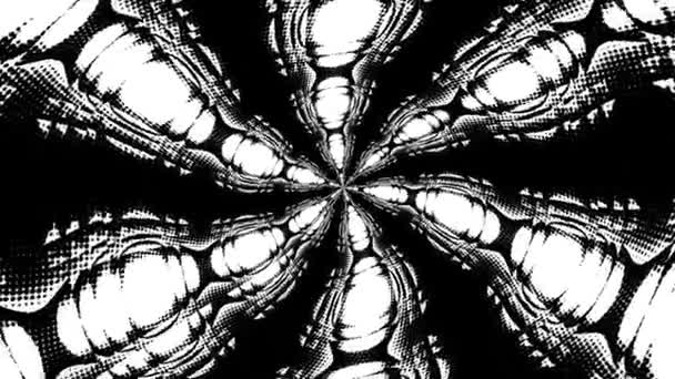 Circular Movement Black White Pattern Black Background — Stock Video
