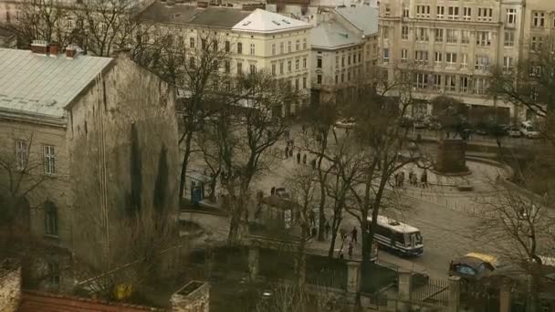 Vista della città Lviv. Vista a volo d'uccello. Panorama — Video Stock
