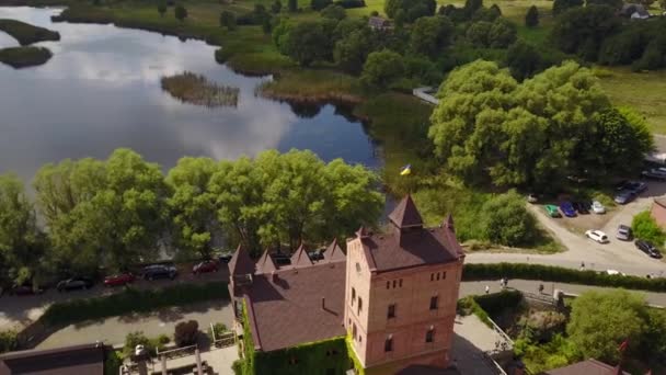 Aerial view of Historical and cultural complex Radomyshl Castle — Stock Video