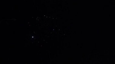 Parlak renkli havai fişekler ve gece gökyüzündeki çeşitli renklerin selamı.