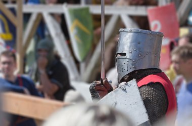 Knight fight on festival of medieval culture