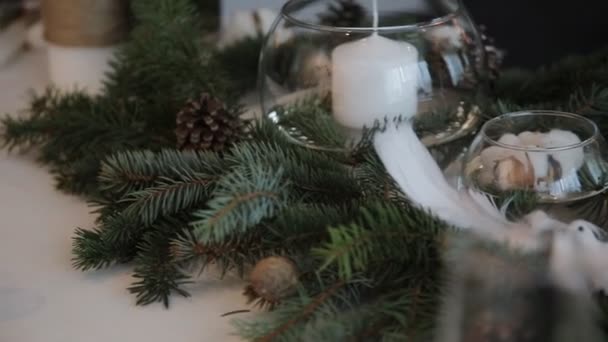 Candle In A Glass Vase Christmas Rustic Stock Video C Utlanovd