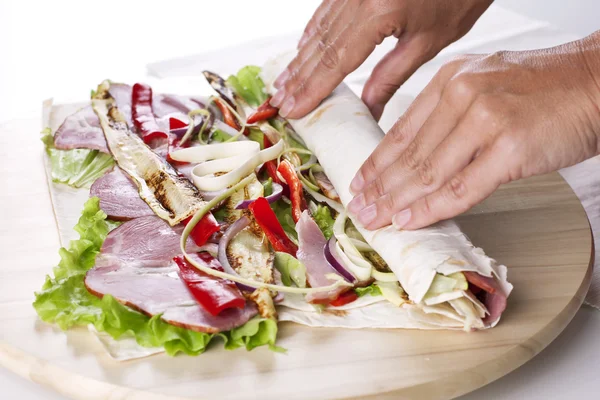 Healthy Salad Tortilla wraps — Stock Photo, Image