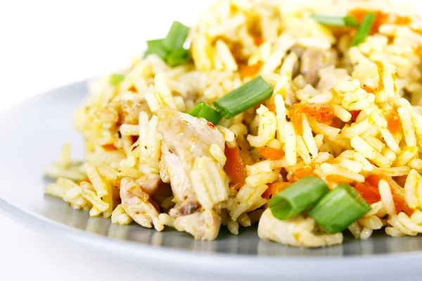 Pulav pilaf arroz frito com carne — Fotografia de Stock