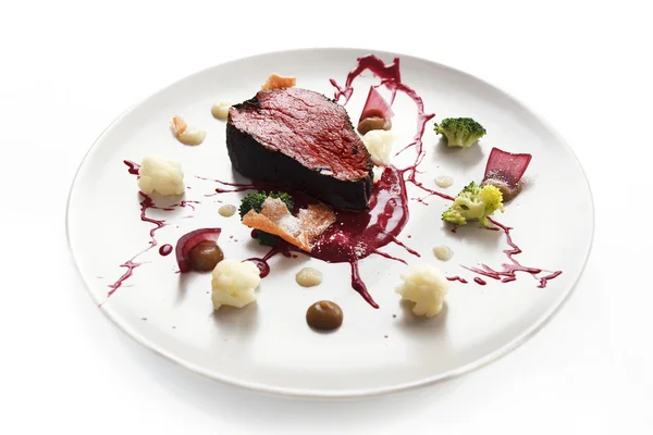 Veal fillet. Molecular cuisine with steak. — Stock Photo, Image