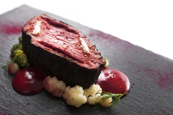 Veal fillet. Molecular cuisine with steak. — Stock Photo, Image