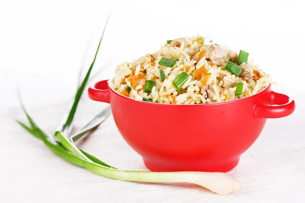 Pulav pilaf arroz frito com carne — Fotografia de Stock