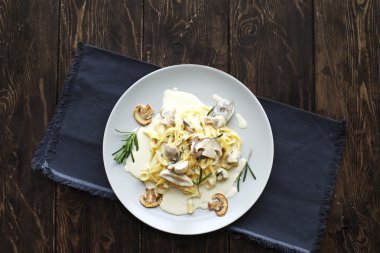 Mantarlı Tagliatelle makarnası.