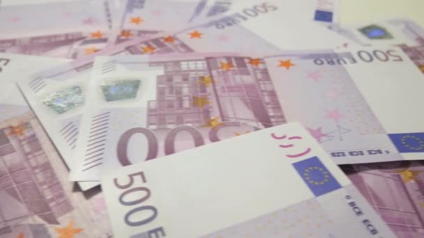 यूरोपीय संघ के नोट, पृष्ठभूमि। यूरो मुद्रा। नकद धन — स्टॉक वीडियो