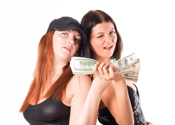 Donna sexy con dollari — Foto Stock