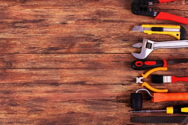 Construction Equipment and copy space on the Wood background- St — Stock Photo, Image