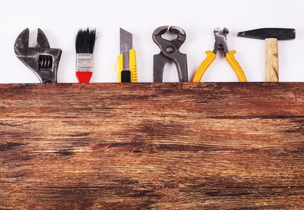 Construction Equipment and copy space on the Wood background- St — Stock Photo, Image